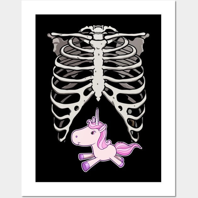 Halloween Pregnancy Unicorn Skeleton Dad Mom Costume Wall Art by gaustadabhijot